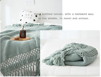 HKM-309843 Handmade Hollow Knitted Blanket with Tassels, 120x180cm, Polyacrylonitrile Material
