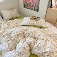 HKM-309843 Pastoral Small Floral Pure Cotton Bedding Set - Available in 1.2m, 1.5m, and 1.8m Sizes