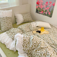 HKM-309843 Pastoral Small Floral Pure Cotton Bedding Set - Available in 1.2m, 1.5m, and 1.8m Sizes