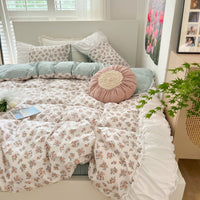 HKM-309843 Pastoral Small Floral Pure Cotton Bedding Set - Available in 1.2m, 1.5m, and 1.8m Sizes