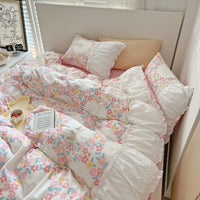 HKM-309843 Pastoral Small Floral Pure Cotton Bedding Set - Available in 1.2m, 1.5m, and 1.8m Sizes
