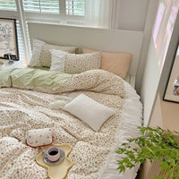 HKM-309843 Pastoral Small Floral Pure Cotton Bedding Set - Available in 1.2m, 1.5m, and 1.8m Sizes