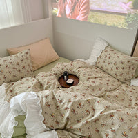 HKM-309843 Pastoral Small Floral Pure Cotton Bedding Set - Available in 1.2m, 1.5m, and 1.8m Sizes