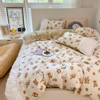 HKM-309843 Pastoral Small Floral Pure Cotton Bedding Set - Available in 1.2m, 1.5m, and 1.8m Sizes