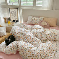 HKM-309843 Pastoral Small Floral Pure Cotton Bedding Set - Available in 1.2m, 1.5m, and 1.8m Sizes