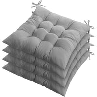 HKM-309907 Square Soft Tie-On Chair Cushion Pads - Set of 4 Sitting Mats