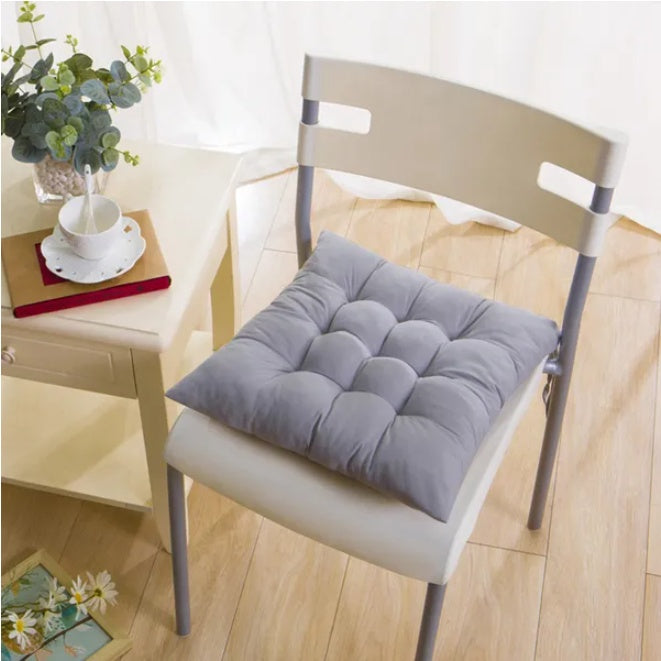 HKM-309907 Square Soft Tie-On Chair Cushion Pads - Set of 4 Sitting Mats