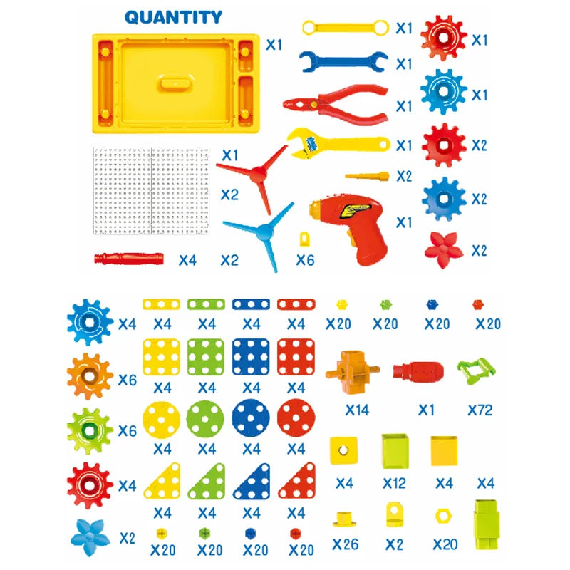 HKM-310099 Colorful DIY Screw Building Blocks Set with Electric Drill - 50 Piece Modern Construction Toy for Ages 3+