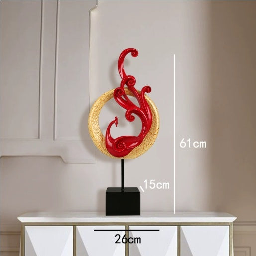 HKM-310611 Elegant Phoenix Resin Ornament Crafts in Rose Gold, Silver, and Festive Red - Small and Large Sizes Available