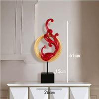 HKM-310611 Elegant Phoenix Resin Ornament Crafts in Rose Gold, Silver, and Festive Red - Small and Large Sizes Available