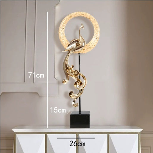 HKM-310611 Elegant Phoenix Resin Ornament Crafts in Rose Gold, Silver, and Festive Red - Small and Large Sizes Available