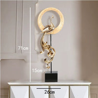 HKM-310611 Elegant Phoenix Resin Ornament Crafts in Rose Gold, Silver, and Festive Red - Small and Large Sizes Available