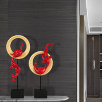 HKM-310611 Elegant Phoenix Resin Ornament Crafts in Rose Gold, Silver, and Festive Red - Small and Large Sizes Available