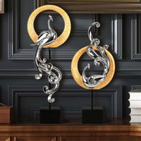 HKM-310611 Elegant Phoenix Resin Ornament Crafts in Rose Gold, Silver, and Festive Red - Small and Large Sizes Available