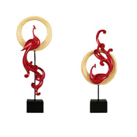 HKM-310611 Elegant Phoenix Resin Ornament Crafts in Rose Gold, Silver, and Festive Red - Small and Large Sizes Available