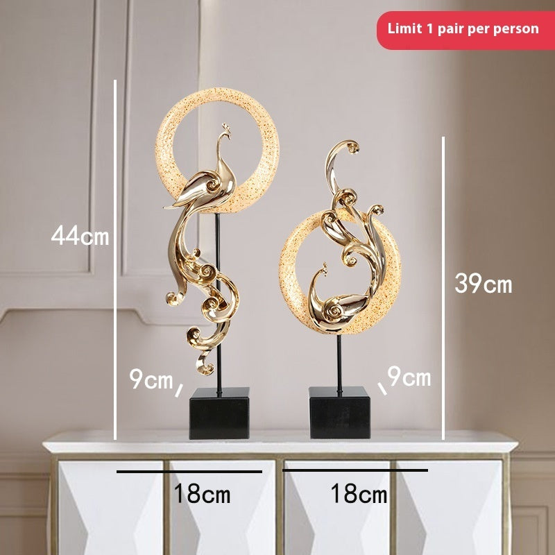 HKM-310611 Elegant Phoenix Resin Ornament Crafts in Rose Gold, Silver, and Festive Red - Small and Large Sizes Available