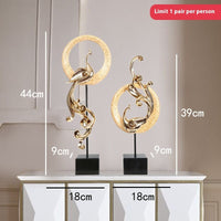 HKM-310611 Elegant Phoenix Resin Ornament Crafts in Rose Gold, Silver, and Festive Red - Small and Large Sizes Available