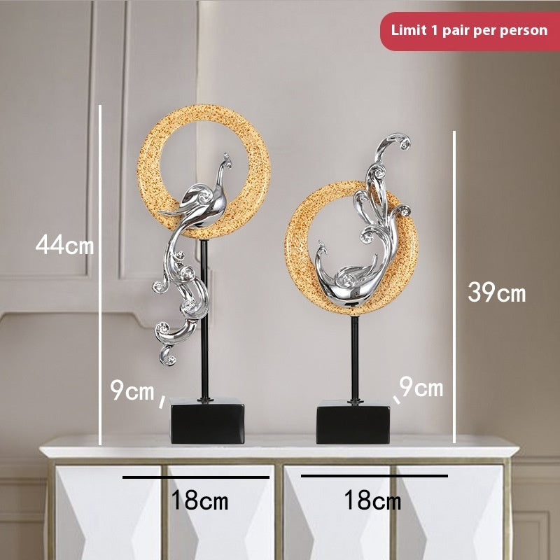 HKM-310611 Elegant Phoenix Resin Ornament Crafts in Rose Gold, Silver, and Festive Red - Small and Large Sizes Available