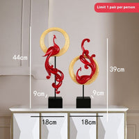 HKM-310611 Elegant Phoenix Resin Ornament Crafts in Rose Gold, Silver, and Festive Red - Small and Large Sizes Available