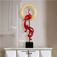 HKM-310611 Elegant Phoenix Resin Ornament Crafts in Rose Gold, Silver, and Festive Red - Small and Large Sizes Available