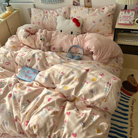 HKM-310675 Cartoon-Themed Washed Cotton Four-Piece Bedding Set with Fitted Sheet