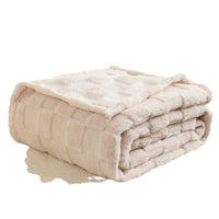 HKM-310675 Thickened Checkered Jacquard Nap Wool Blanket - Available in Milky White and Hulan