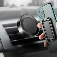 HKM-310739 Double Ring Folding Mobile Phone Holder - Adjustable Lazy Desktop Stand in Electroplating Colors