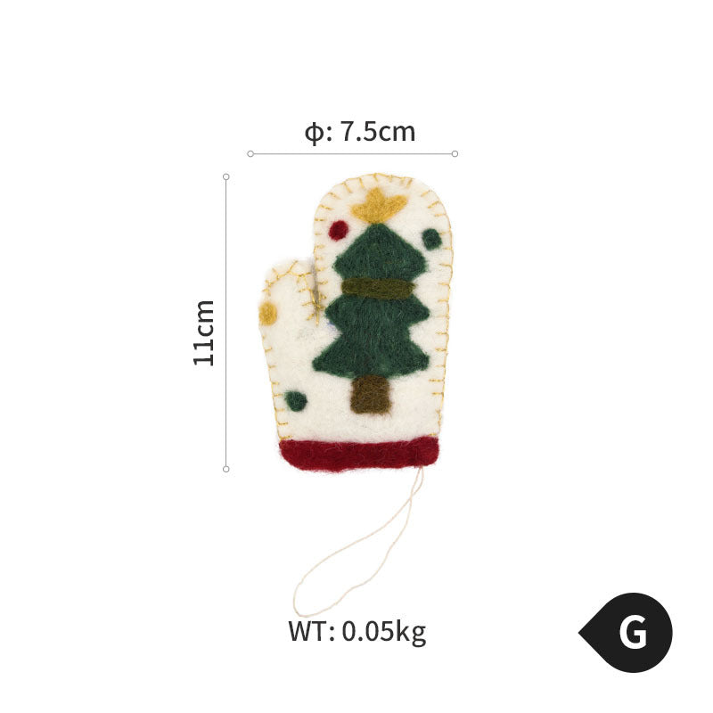 HKM-310803 Felt Christmas Tree Ornaments - Cute Holiday Decorative Gloves
