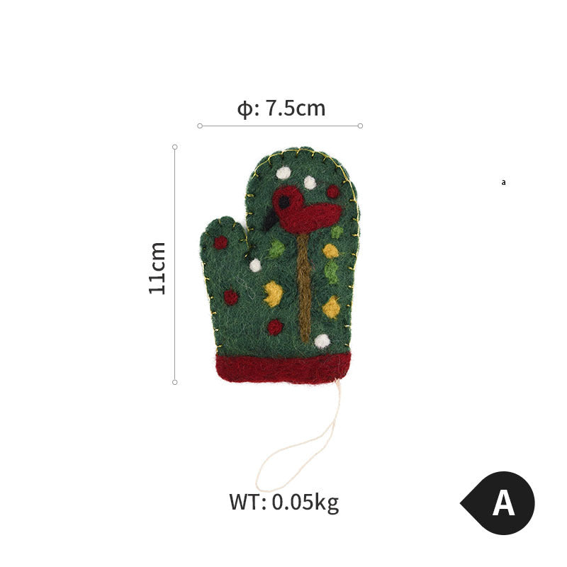 HKM-310803 Felt Christmas Tree Ornaments - Cute Holiday Decorative Gloves