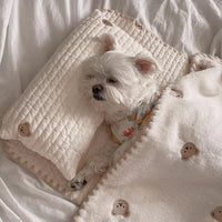 HKM-310803 Removable and Washable Fashion Square Mat Dog Bed Set with Pillow, Mattress, and Comforter