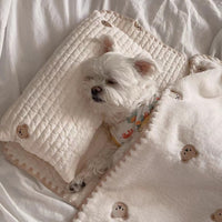 HKM-310803 Removable and Washable Fashion Square Mat Dog Bed Set with Pillow, Mattress, and Comforter