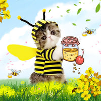HKM-311123 Fuzzy Cartoon Bee Hooded Fleece Outfit for Pets - Multiple Sizes Available