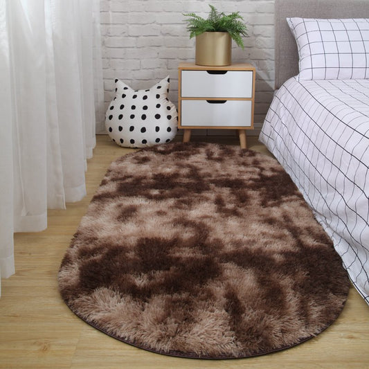 HKM-311443 Modern Oval Bedside Carpet for Living Room - Hand Washable in Various Colors and Sizes