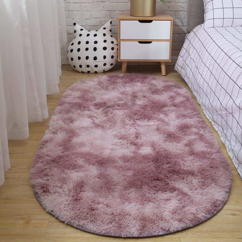 HKM-311443 Modern Oval Bedside Carpet for Living Room - Hand Washable in Various Colors and Sizes