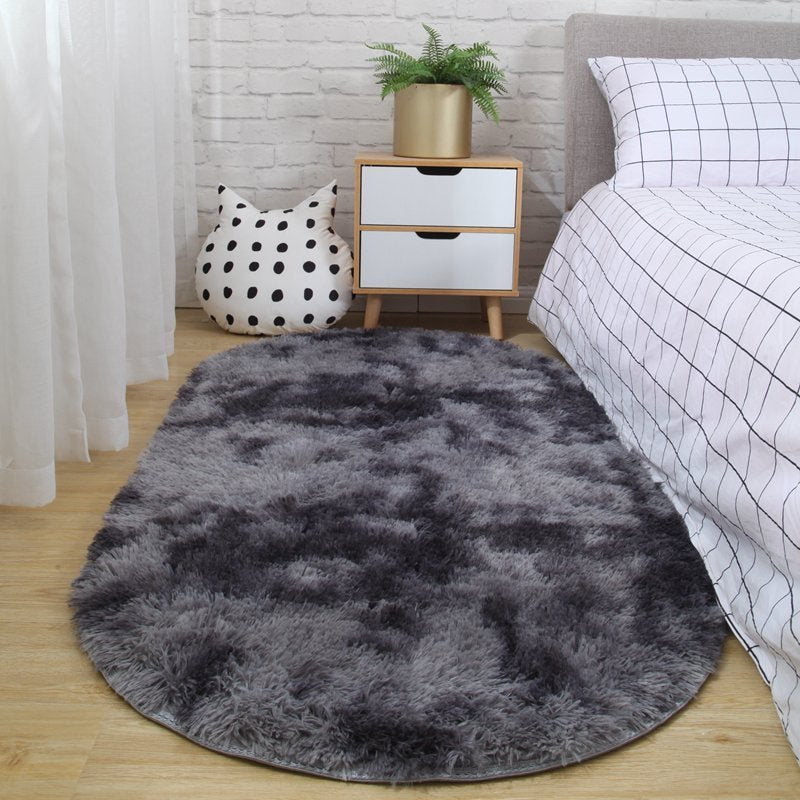 HKM-311443 Modern Oval Bedside Carpet for Living Room - Hand Washable in Various Colors and Sizes
