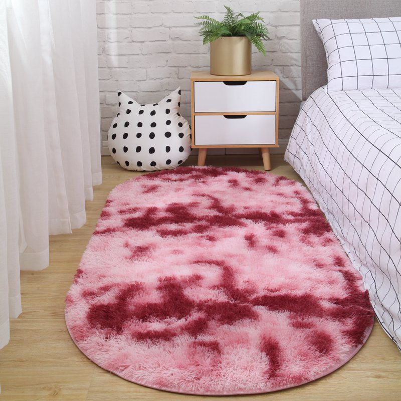 HKM-311443 Modern Oval Bedside Carpet for Living Room - Hand Washable in Various Colors and Sizes