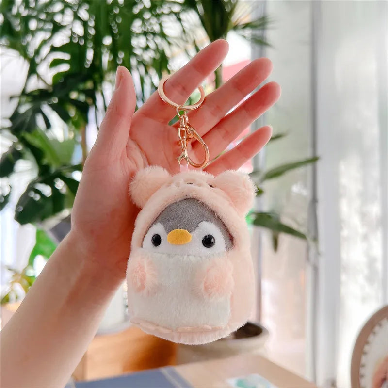 HKM-311507 Kawaii Mini Plush Penguin Keychain - Soft Short Plush Stuffed Animal, 10cm High, Unisex for All Ages