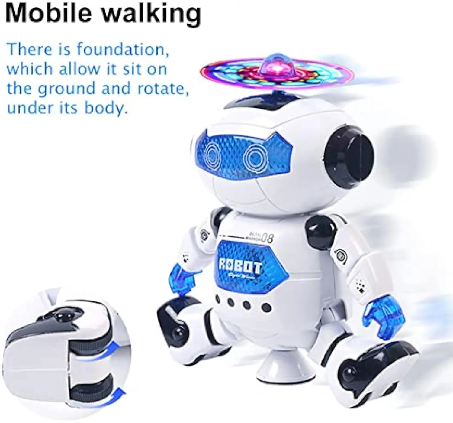 HKM-311635 Battery Operated Dancing Robot Toy with Light and Music for Kids Ages 2-14
