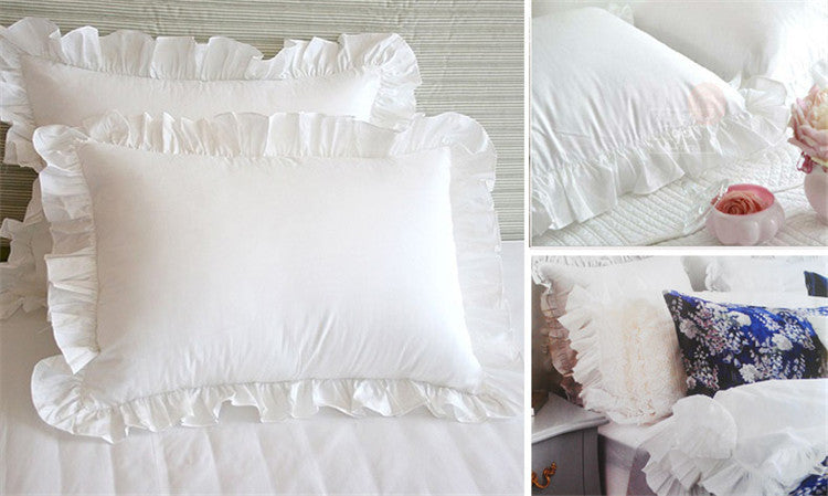 HKM-311635 Handmade Pure Cotton Ruffle Pillowcase - Modern Minimalist Design, Sizes 48x74 & 45x45