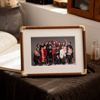 HKM-311763 Solid Wood Rectangle Photo Frame for Family Portraits – Modern Simple Wall Hanging Decoration in Walnut Finish