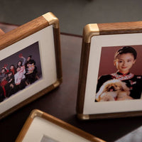 HKM-311763 Solid Wood Rectangle Photo Frame for Family Portraits – Modern Simple Wall Hanging Decoration in Walnut Finish