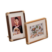 HKM-311763 Solid Wood Rectangle Photo Frame for Family Portraits – Modern Simple Wall Hanging Decoration in Walnut Finish