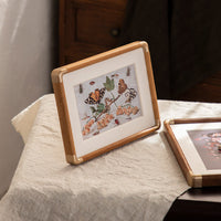 HKM-311763 Solid Wood Rectangle Photo Frame for Family Portraits – Modern Simple Wall Hanging Decoration in Walnut Finish