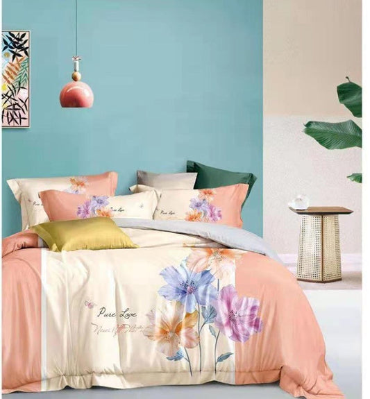 HKM-311827 Cotton Four-Piece Quilt Cover Set for Spring and Autumn Bedding, Multiple Patterns and Colors, Suitable for Various Bed Sizes