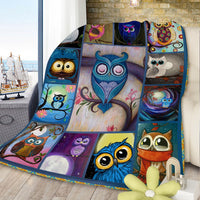 HKM-311827 Cozy Flannel Fleece Blanket with Night Owl Design – Soft Plush Throw for Home Use
