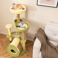 HKM-311827 Multi-Level Cat Tower with Avocado-Shaped Platform and Cozy Condo