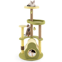 HKM-311827 Multi-Level Cat Tower with Avocado-Shaped Platform and Cozy Condo