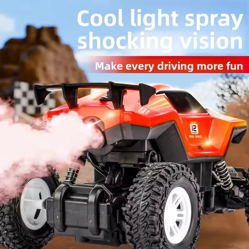 HKM-312083 Translucent Body Shell 4X4 Off-Road RC Car with Colorful Lights and Spray Feature, Ready-to-Go, 1:16 Scale