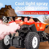 HKM-312083 Translucent Body Shell 4X4 Off-Road RC Car with Colorful Lights and Spray Feature, Ready-to-Go, 1:16 Scale