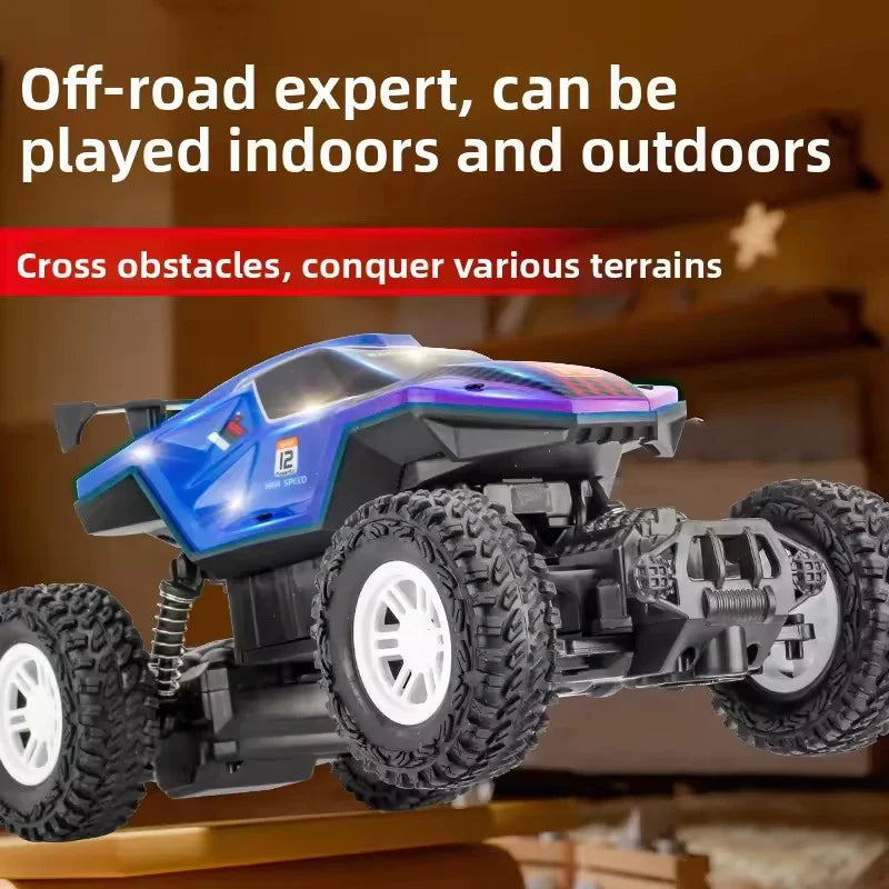 HKM-312083 Translucent Body Shell 4X4 Off-Road RC Car with Colorful Lights and Spray Feature, Ready-to-Go, 1:16 Scale